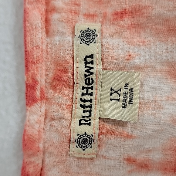 Ruff Hewn Women's White Pink Striped Tye Dye W/ Stud Accent Tunic Top,  1X - Picture 7 of 9